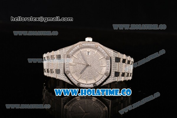 Audemars Piguet Royal Oak 41MM Asia 2813 Automatic Steel/Diamonds Case with White Inner Bezel and Diamonds Bezel (EF) - Click Image to Close